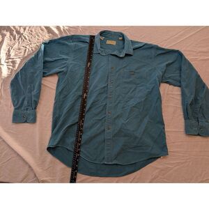 L.L. Bean Mens Large Chamois Cloth Flannel Shirt Teal Heavyweight Cotton Vintage